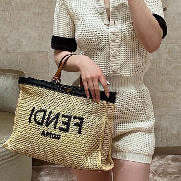 Fendi Raffia logo Peekaboo X-Tote - Picture 8 of 17